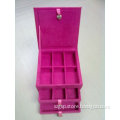 pretty jewelry box velvet material with 3 trays draw design